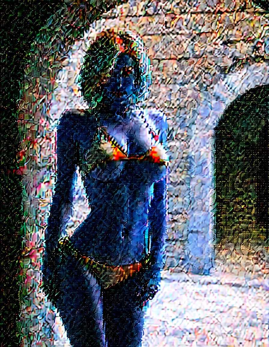 microkini, seductive pose in a stone archway, massive breasts, huge breasts, shy girl, messy bob hairstyle, hair covering her eyes, looking downwards, candid picture, candid pose, sultry expression on her face, lips parted, soft light from the side, backlighted, soft morning lighting, viewed from the side, low camera angle, V shaped panties, string sided panties, perfect bottom, perfect ass, side view, araffe woman in a grey triangle bikini posing seductively in a stone archway, faint smile,  grey bikini, gorgeous bikini model, wearing a grey bikini, triangle bikini, bikini model, elegant bikini, tiny bikini, futuristic grey-space-bikini, cute bikini,  next to a pool posing in a stone archway, sling bikini, tanned, sexy girl,  (messy bob hairstyle, white blond hair color), messy hairstyle, messy bob, messy hairstyle, white blond, 5 foot 3 inches tall, 110 pounds in weight, 34G breasts, large firm round breasts, very large breasts, cleavage, photorealistic, 4K, 8K, UHD