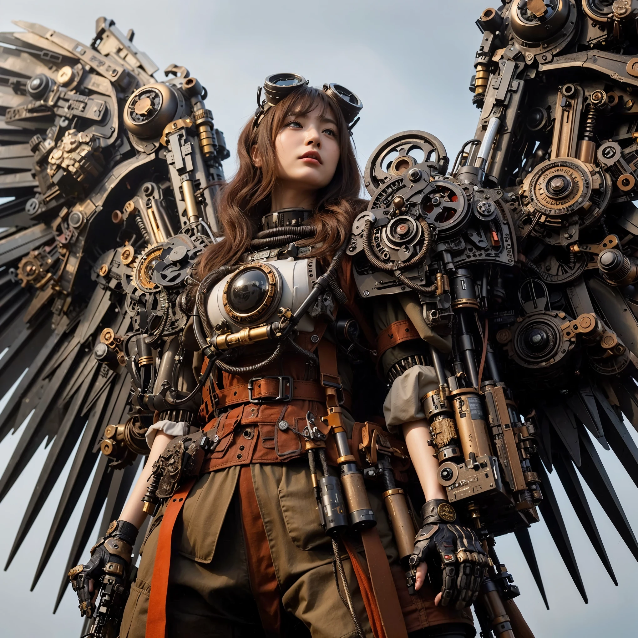 superrealism, ultra high res,8k,(Photorealsitic:1.4), (crab-like mechanical suit:1.2), designed by Hajime Katoki,heavy weapons,vivid textures,animal legs, gradation hair, japanese female soldier,(ultra beautiful face),((super realistic all textures)), ((super intricate all details)), Realistic detail enhancement like Magnific AI, full body shot, ultra sharp photo result, Acrylic Clear Cover, Hydraulic cylinder, style, taken with Fuji film X-T30+Nokton. HDR10,Minimum of 4 pieces created