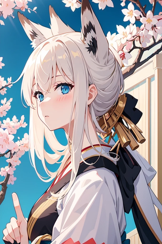(masterpiece, Highest quality, Super detailed), figure, Detailed light,
(One girl), View your viewers, Kawakaze Hair, Long Hair, Straight hair, (kimono), blush, Small breasts, From the side,
White Background, cherry blossoms,