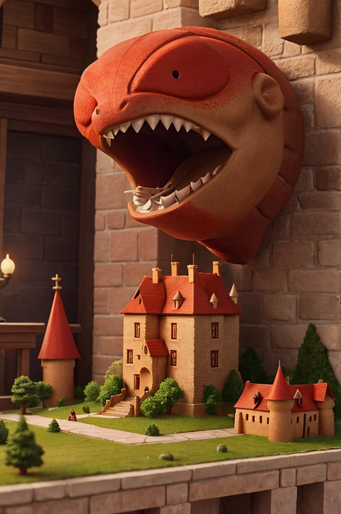 home to a dragon's castle, the castle is red and beige