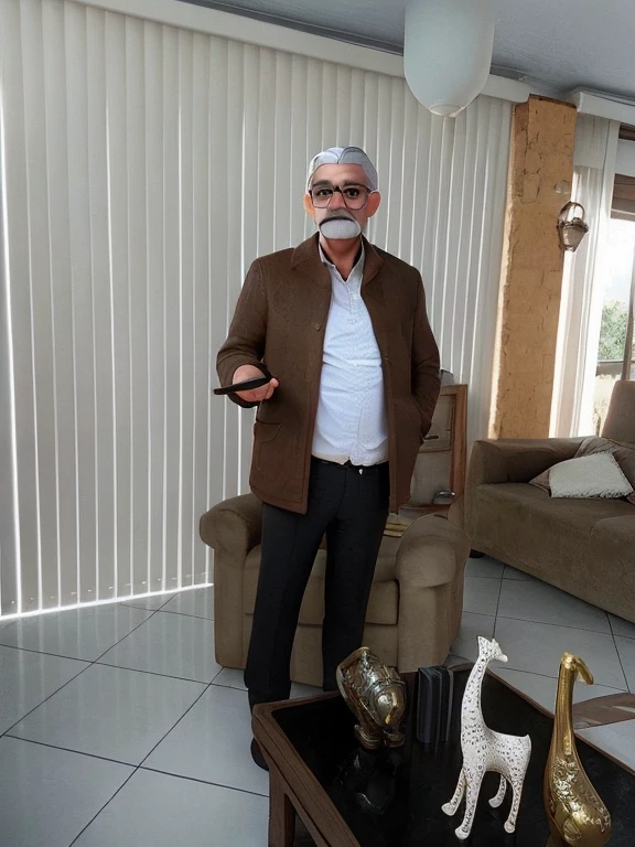 Gentleman with white hair, mustache and glasses, you can remove the lower part of the image leaving only the person in the photo
