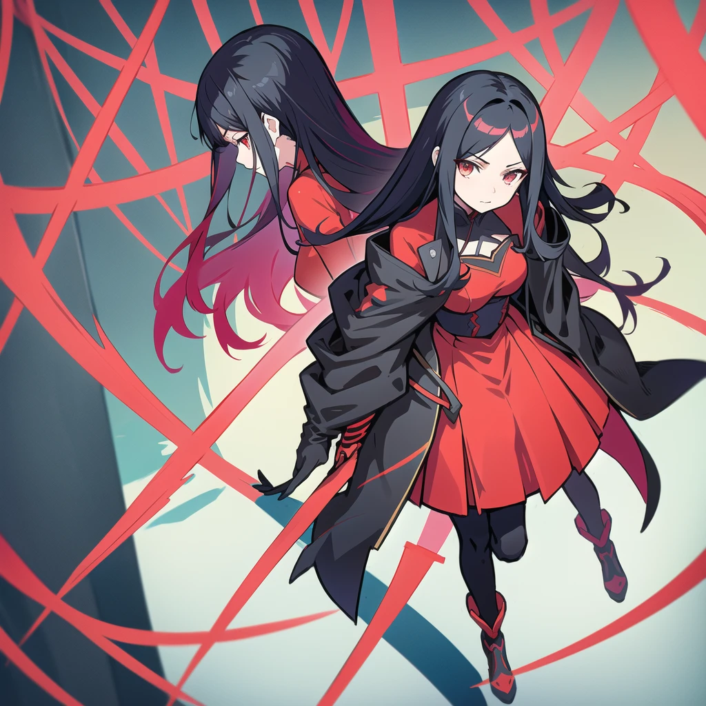 Anime girl in a red and black dress with long black hair and two swords, from Arknights, Katana Zero video game characters, from Girls' Frontline, Arknights, Gapmore Grim Dark, Girls' Frontline cg, Girls' Frontline universe, Girls' Frontline style, The finer details. Girls' Frontline, Female Rouge Assassin, By Hitoshi Homura, Umbilical vein