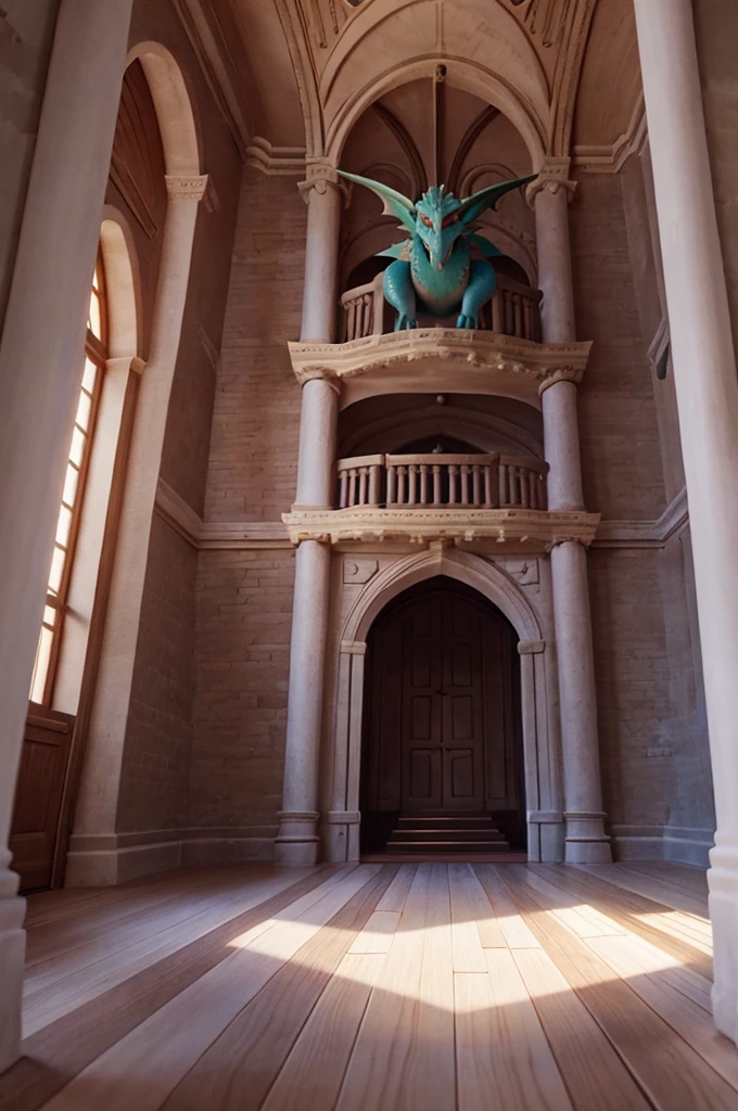 a dragon's castle, interior, giant hall