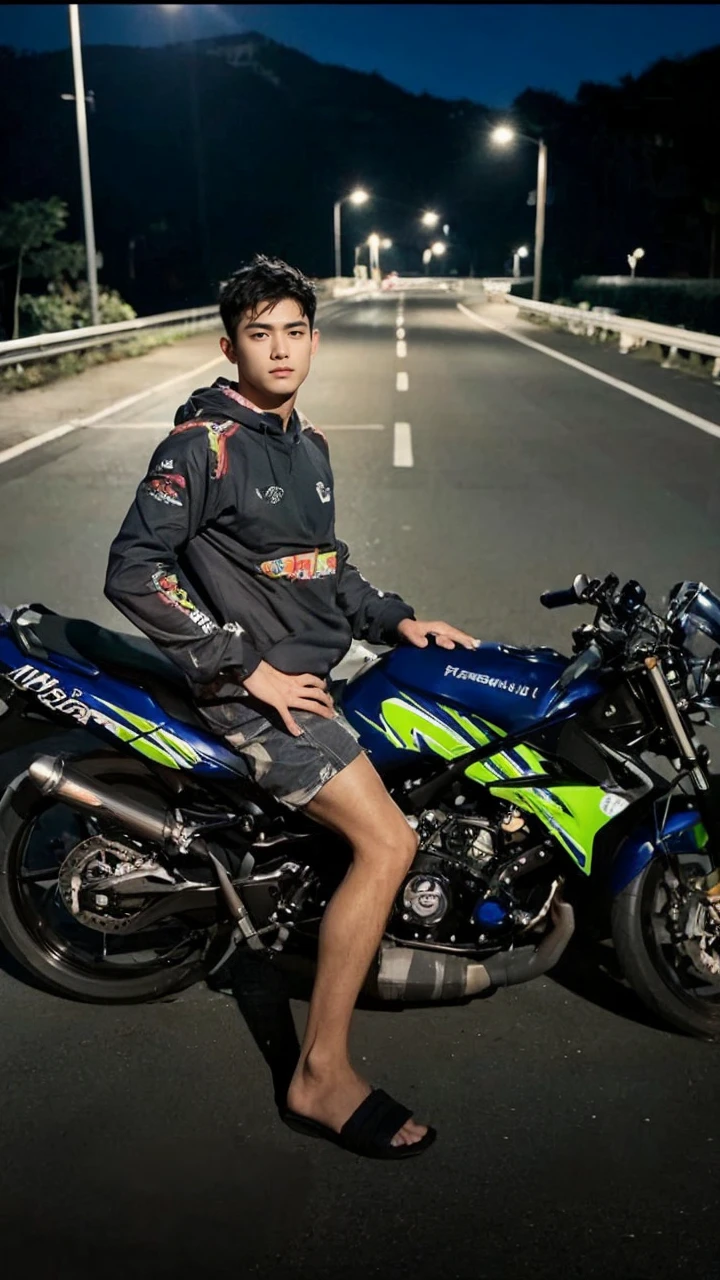short detailed hair,Naked upper body,musculature,Black hair,serius face,Handsome boys,