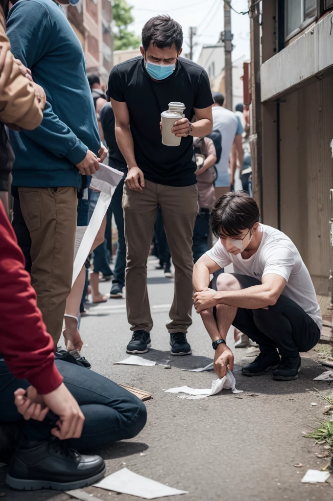 People criticizing injured man
