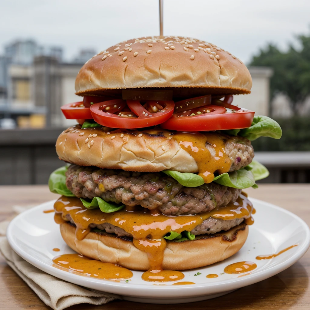 arafed hamhamburger with lettuce, tomato, and cheese on a bun with fries, hamburger on a plate, hamburger with a mouth, big juicy hamburger, super realistic food picture, cheesehamburger, hamburger with human mouth, with fries, high quality food photography, food commercial 4 k, operating on hamburgers, hamburger, ❤🔥🍄🌪, delicioso hamburger com sementes de gergelim