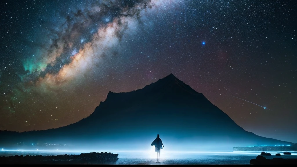 supernova starry sky planet fantasy Hawaii beach waves ocean mountain cities moon 椰子