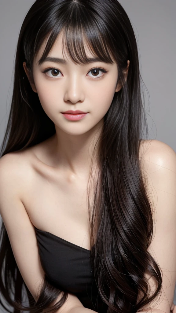 1 female,18-year-old,(Portrait in numbers:Mayu Yokota, Yuko Araki),Iris,Beautiful Face,(Thin skeletal surface+Delicate features、),非常にDetailed face,(Subtle Japanese Makeup), Black eyelash curls for long hair,(Messy and multi-layered, With bangs), smile,Look at the camera,Fair and smooth skin,(Best Skin Type:1.21),(clavicle:1.2),Women's slim fit suits,White short v-neck shirt,(Deep V-neck,Large breasts),Short Hip Wrap Skirt,(Realistic close-up photo of a woman),thin waist and long legs,(Slim figure),street,((Hasselblad Photos)),surreal photos, Physically Based Rendering,Professional Lighting,Exquisite detail,Detailed face,The painting is pure,Perfect hands,Perfect Posture,Ultra-fine makeup,Ultra-fine fiber material、Live Action、smile and stand up straight,Short Hair、