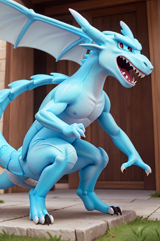 ((a big light blue dragon)) fantasy animal dragon