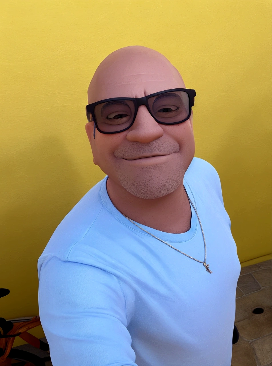 Cartoon character of a man in sunglasses and blue shirt, animation character, stylized character, animation style rendering, 3d stylized, Arnold Maya rendering, Stylized 3D rendering, toon render screenshot, 3d character, 3d character, Stylized 3D rendering, 3D character rendering, cartoon character, Personagem de close up, character posing, (Pixar-style) (master part:1.2) (bokeh) (best qualityer) (skin detailed) (detailed texture) (8K) (Argilla) (cinematic lighting) (sharp focus