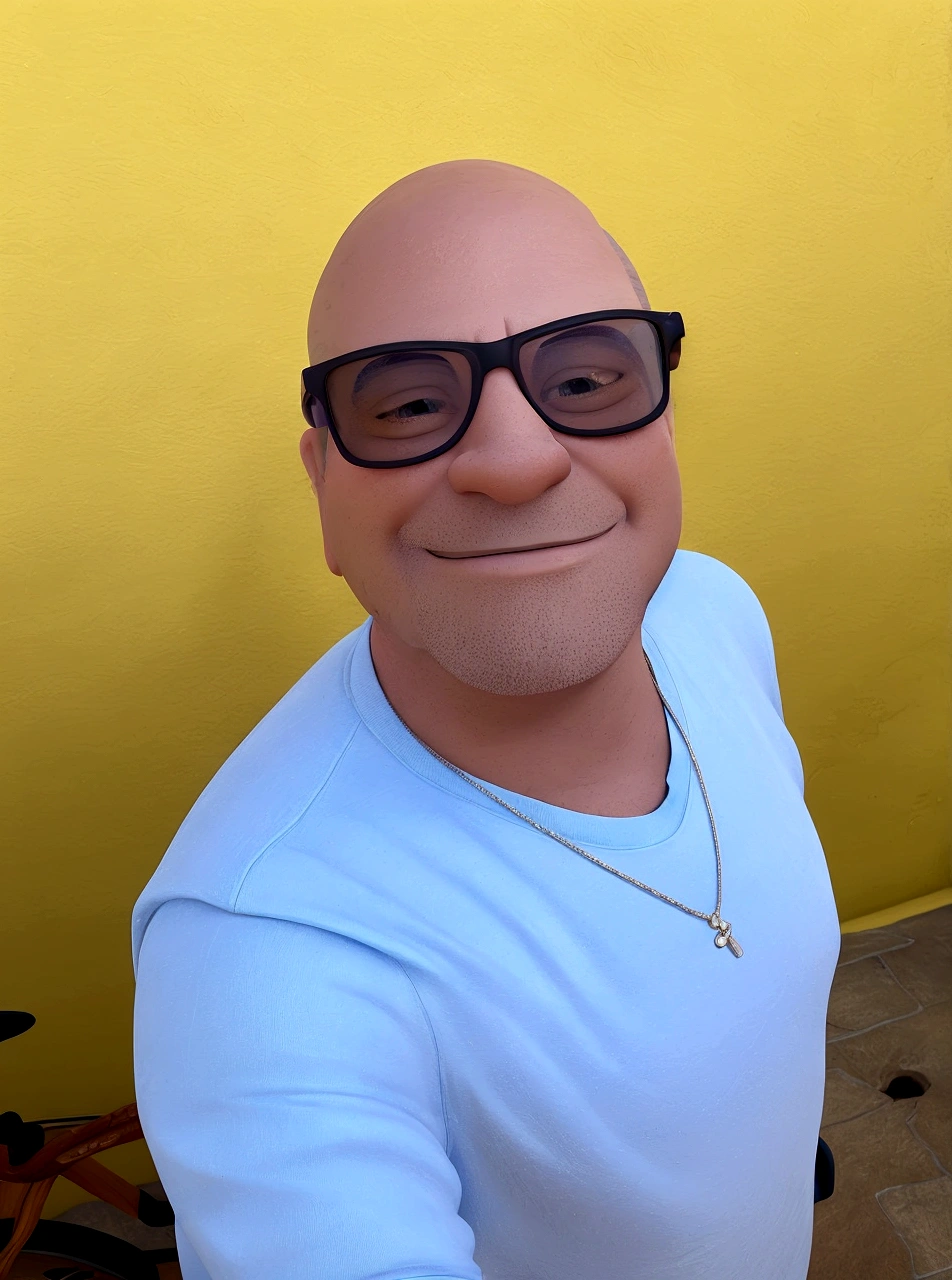 Cartoon character of a man in sunglasses and blue shirt, animation character, stylized character, animation style rendering, 3d stylized, Arnold Maya rendering, Stylized 3D rendering, toon render screenshot, 3d character, 3d character, Stylized 3D rendering, 3D character rendering, cartoon character, Personagem de close up, character posing, (Pixar-style) (master part:1.2) (bokeh) (best qualityer) (skin detailed) (detailed texture) (8K) (Argilla) (cinematic lighting) (sharp focus