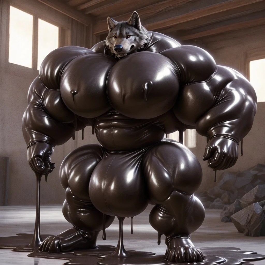 solo, male, , , , (hyper pecs:1.3), (long thick thighs:1.5), standing, indoor,,(,,(,solo,very hyper muscles:1.3)((, Huge bulge:1.5)))()), black glowing liquid,(((liquid_latex, , rubber:1.2),,black latex,goo transformation,(gooey)()(l),unreal engine,perfect light,detailed, photorealistic, 4k, hd, , , , good anatomy, , (), ,, high quality, best quality, concept art, photorealistic,wolf