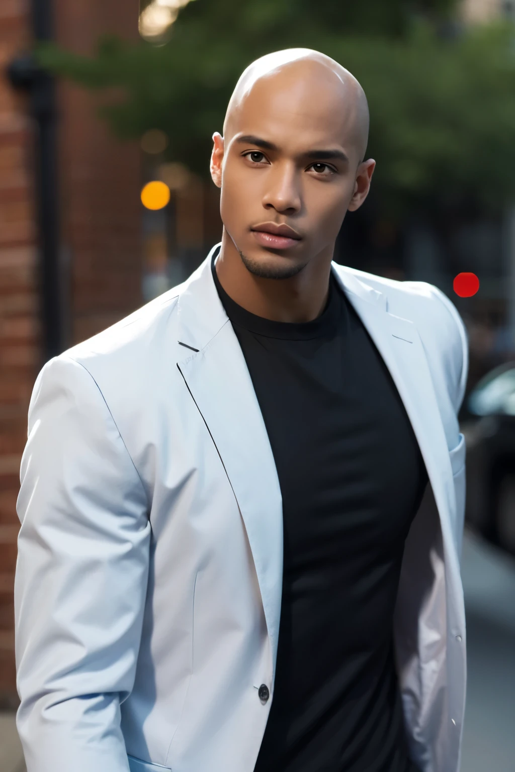 A male model,Baldhead,Black person