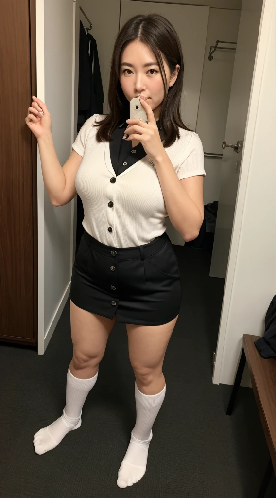 LAHO Beauty. Very sexy, Office lady with strong sexual desires. 35year-old office lady, M-shaped pose with legs spread. The beauty of a suit, A cool beauty with big breasts that make her undershirt bulge, career woman, Japanese
Beauty. The button on my chest is about to come off, ulzzang-6500-1.1, (RAW Photos:1.2).
(Photorealistic), (Genuine:1.4), (Peace Fly). A calm-looking woman wearing a checked vest.
Large Bust Body Type. Mini skirt with exposed thighs. The legs are plump. (Ultra-realistic black Nike logo socks:Panty visible pose, There are stains on the panties:1.2). Japanese Goddess, Wearing black high heels, Sexy gaze with black socks. ((Full Body Shot:1.16)). Highlighted with knee-length socks featuring the Nike logo. Nike logo on socks. Wearing black high heels and always have one Nike logo visible on the socks.
Two perfect pairs of feet that smell bad, Beautiful hands and feet, Changing clothes in the locker room, Ultra-realistic skin texture, Shiny skin.
Holding the black socks and trying to make him smell them