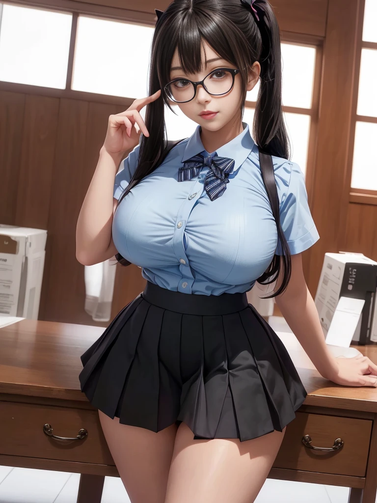 (Best quality:1.1), (Masterpiece:1.2), Highqualityshadow, Beautiful detailed, Beautiful face, Detailed eyes,Depth of field, A high resolution, Best shadow, Best illumination, 1girll, view the viewer
there is a woman in a short skirt and, can see pantie, Short sleeve shirt, high sock, a hyperrealistic schoolgirl, hyperrealistic schoolgirl, realistic schoolgirl, photorealistic anime girl render, photorealistic full body, hyperrealistic full figure, photorealistic perfect body, casual pose, seductive anime girl, smooth anime cg art, Blunt bangs, random pose, random point of view
anime girl perfect body in a very short skirt and a bow tie posing, a hyperrealistic schoolgirl, realistic , hyperrealistic , full body portrait of a short!, anime full body illustration, wearing short skirt, wearing a short skirt, render of a cute 3d anime girl, full body illustration, huge breast, super short skirt, shy girls, wearing glasses, pony tail long hair, black hair, pantie, mini skirt, short skirt, very short skirt, open breast, Split buttons, thicc, sexy pose
masterpiece,best quality,best illustration,hyper detailed,1 girl,solo,,glamorous,blushing,
gigantic breasts,large,((gigantic_breasts))),(Re-emulsification)