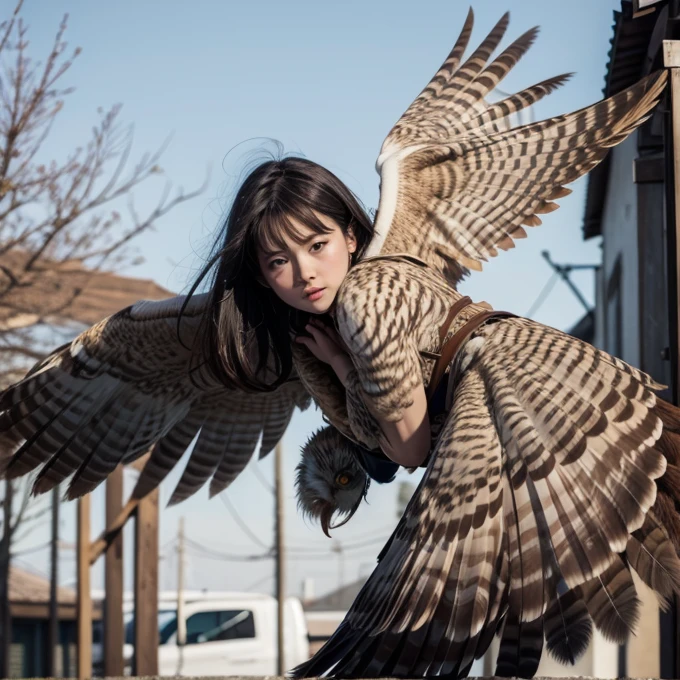 Owl woman flying