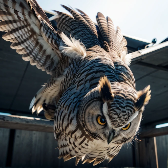 Owl woman flying