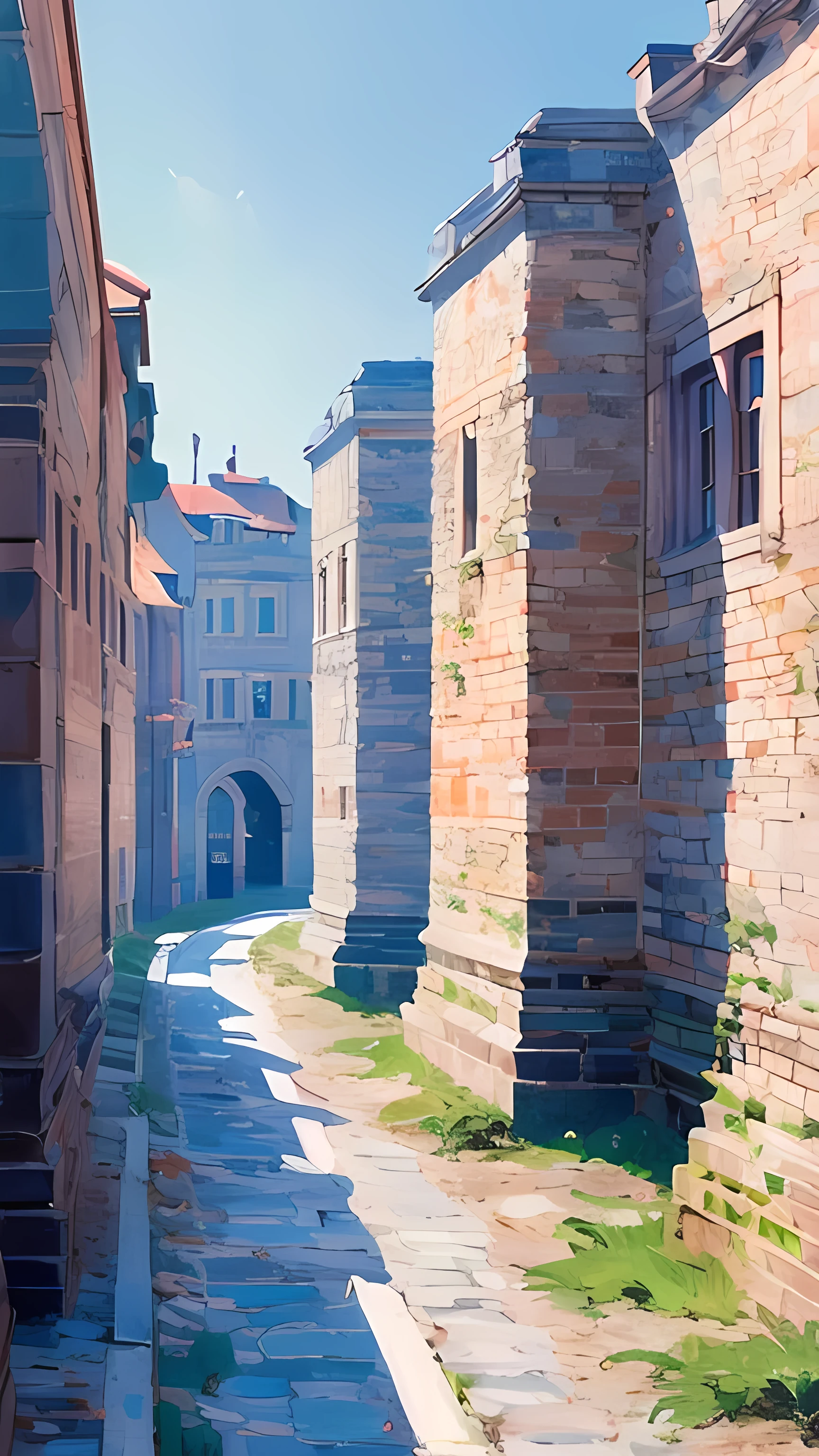City, European-style architecture, outdoor, sunny, road, Baiyun, Vision, Depth of Field