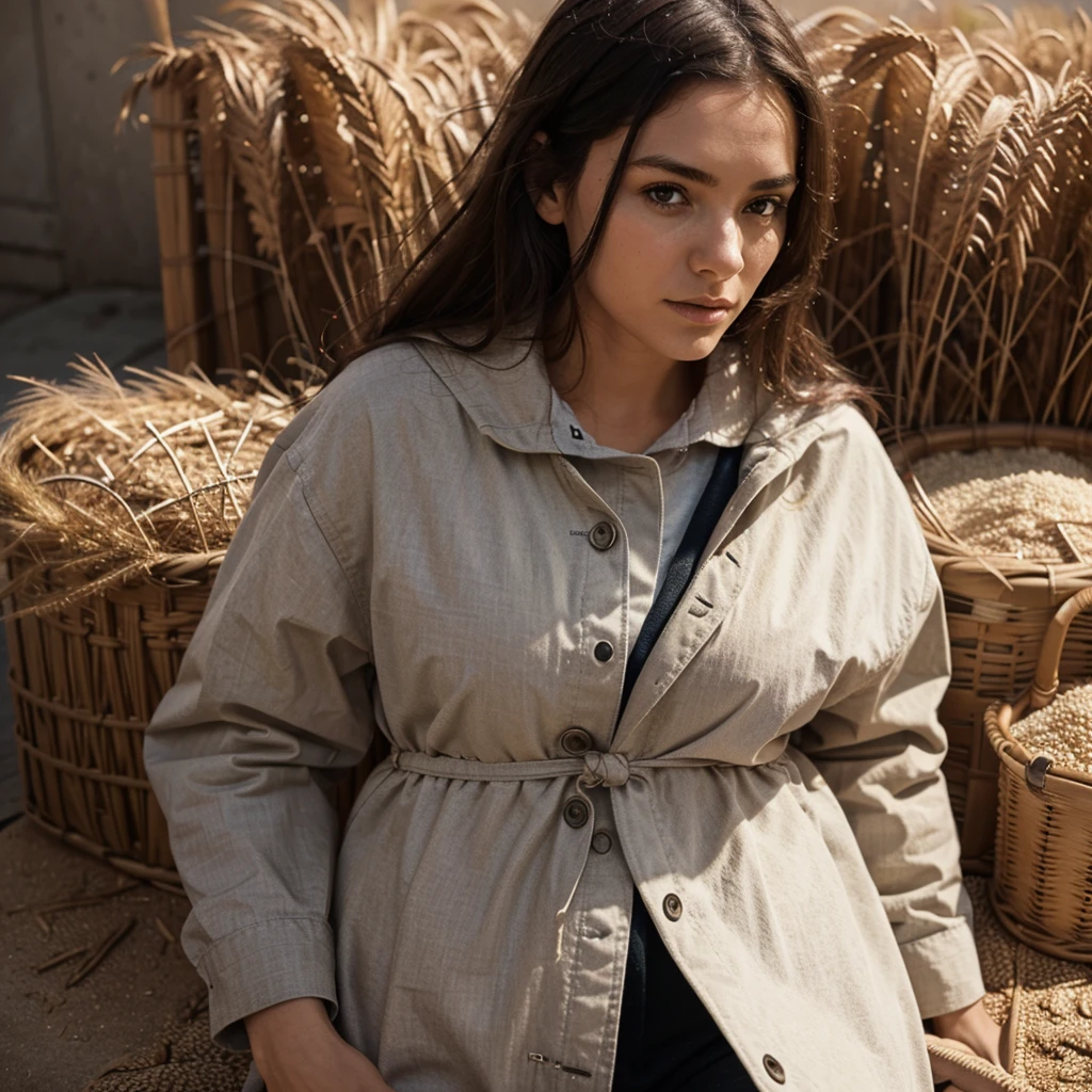 Give me more images of the woman in the first post, in the bag and to support the grains, she alone