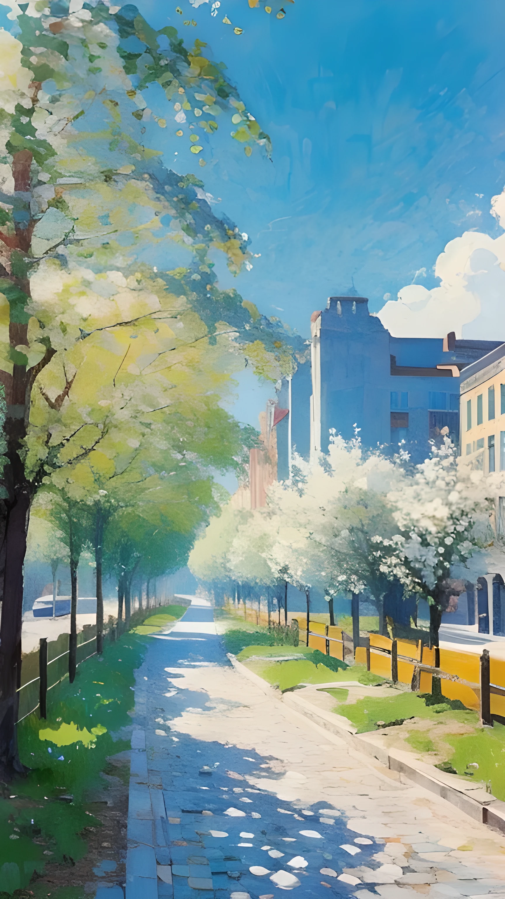 City, European-style architecture, outdoor, sunny, road, Baiyun, Vision, Depth of Field