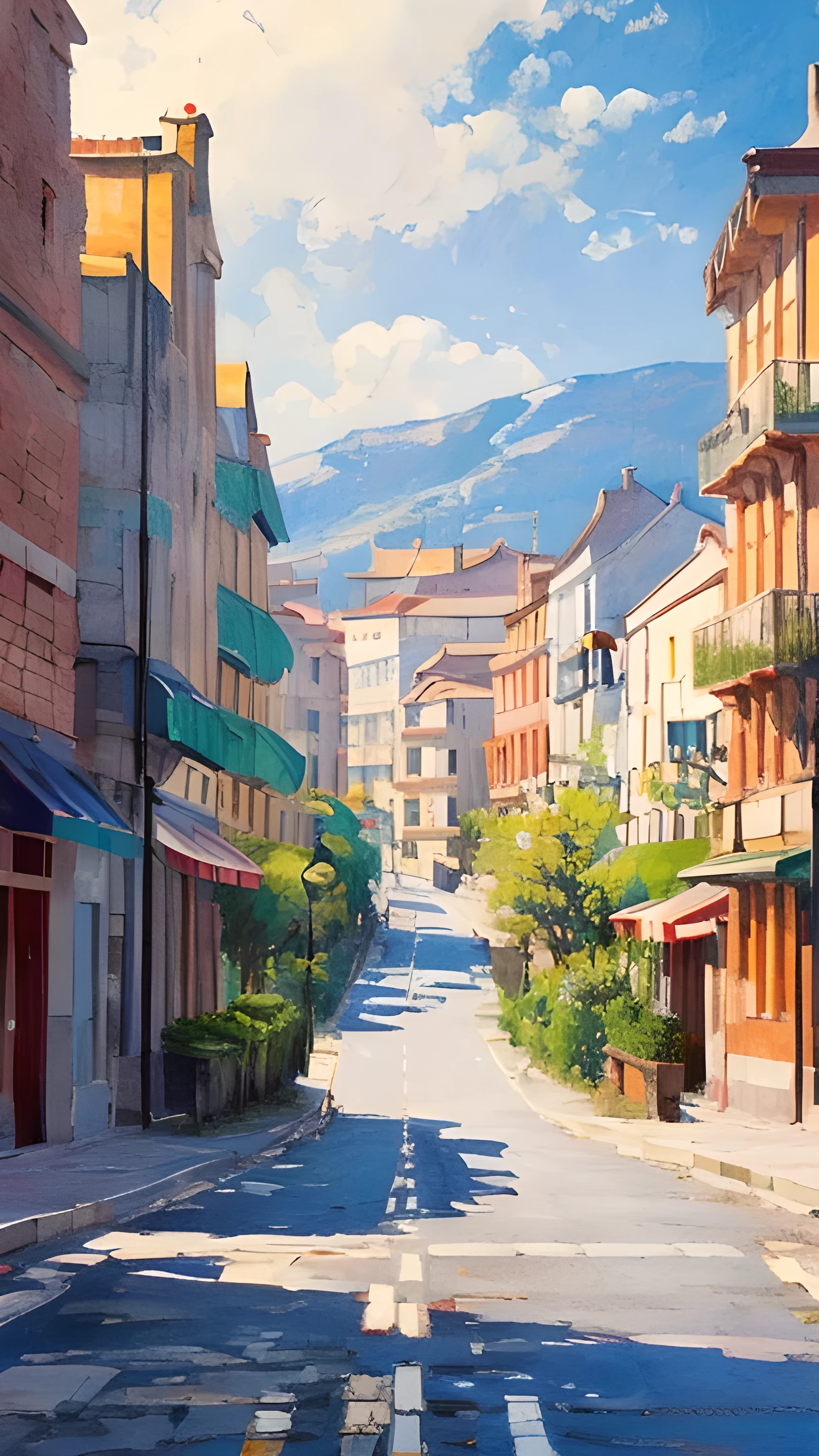 City, European-style architecture, outdoor, sunny, road, Baiyun, Vision, Depth of Field