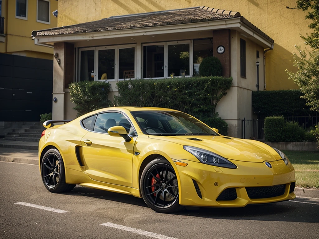 yellow soprt car with sport wheel