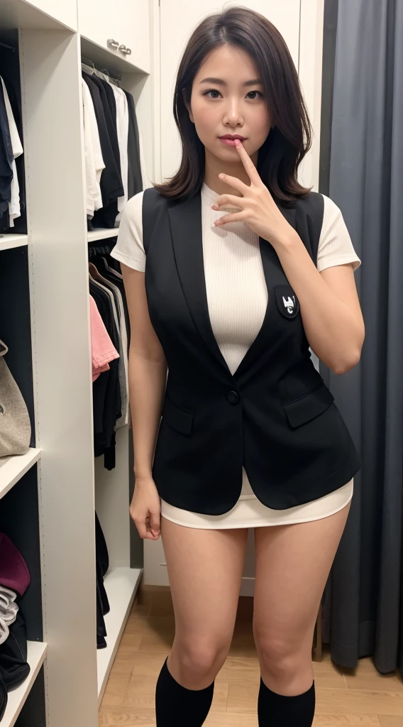 LAHO Beauty. Very sexy, Office lady with strong sexual desires. 30歳-old office lady, M-shaped pose with legs spread. The beauty of a suit, A cool beauty with big breasts that make her undershirt bulge, career woman, Japanese
Beauty. The button on my chest is about to come off, ulzzang-6500-1.1, (RAW Photos:1.2).
(Photorealistic), (Genuine:1.4), (Peace Fly). A calm-looking woman wearing a checked vest.
Large Bust Body Type. Mini skirt with exposed thighs. The legs are plump. (Ultra-realistic black Nike logo socks:Panty visible pose, There are stains on the panties:1.2). Japanese Goddess, Wearing black high heels, Sexy gaze with black socks. ((Full Body Shot:1.16)). Highlighted with knee-length socks featuring the Nike logo. Nike logo on socks. Wearing black high heels and always have one Nike logo visible on the socks.
Two perfect pairs of feet that smell bad, Beautiful hands and feet, Changing clothes in the locker room, Ultra-realistic skin texture, Shiny skin.
Holding the black socks and trying to make him smell them