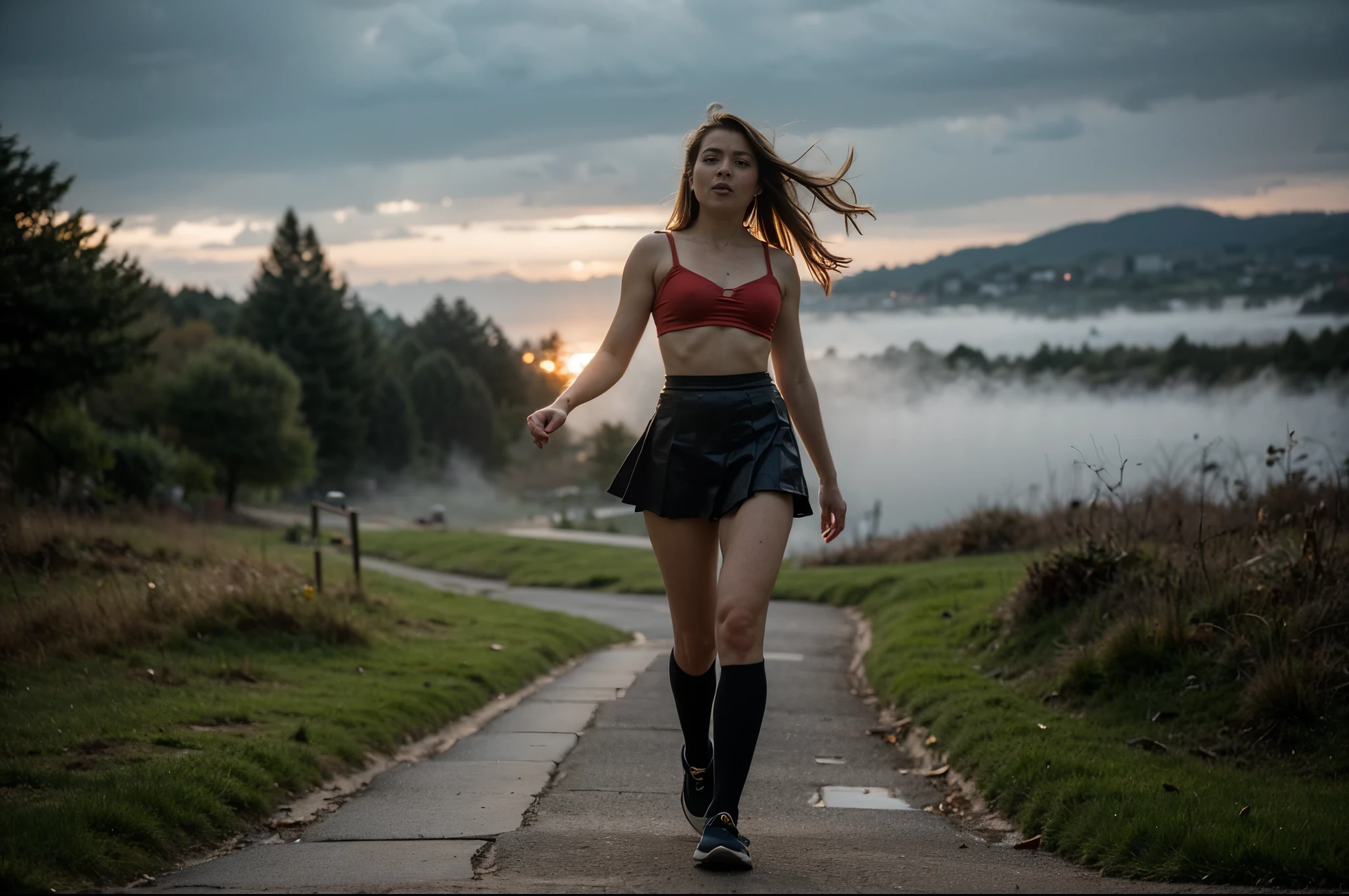 (YES SFW:1.5), [(Japanese-style school，the cherry trees：1. Mature elven beauty，standing on your feet，a sailor suit）， tmasterpiece， best qualtiy， RAW photogr， realisticlying， Incredibly Ridiculous res，Elf long ears， ear studs，hair pin， (Long flowing hair in silver and black：1.9)，eye shadows，(a sailor suit)，eardrop，foot ring，short  skirt，(Black sport socks)（Black half-knee socks)，(Loafer shoes)，two longer legs，depth of fields， A high resolution， ultra - detailed， filigree， RAWE is very detailed， very detailed eyes and faces， Sharp pupils， realistic pupil， tack sharp focus， cinmatic lighting，full bodyesbian，Bigboobs，long leges，From the front side，dynamicposes，Normal posture，closeup of face], Draw hands and feet separately)、very beautiful、Ideal proportions、bra, small breasts、Very stylish、barefoot、(Anguished expression:1.4)、looking at the camera、Color palette harmonious、 Sublime anger、aesthetic Perfection、aggressive eyes、filth pure、Features flawless 、 nightmare、sophisticated Style、timeless Elegance、excellent details、exquisite craftsmanship、meticulous attention to detail、Proportions sublime、artistic Excellence、living work of art、otherworldly charm、Setting of a fairytale、Look unforgettable、majestic Presence、natural body, Smoke and clouds roil around warrior, adding to the sense of epic scale and drama. The lighting is dark, gloomy, realistic, creating a tense and ominous atmosphere. The perspective is from below, emphasizing the sheer majesty and power of the drahthaar warrior wolf. The character is surrounded by mist, evoking a mysterious and eerie atmosphere. The lighting is dark and atmospheric, with a red smoke adding a touch of sinister ambiance. The image is of the best quality, with a resolution of 4k and HDR enhancement, showcasing the utmost level of detail and realism, sfw. 