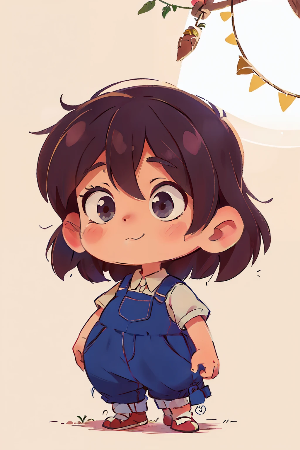 Cute little lady, light background,