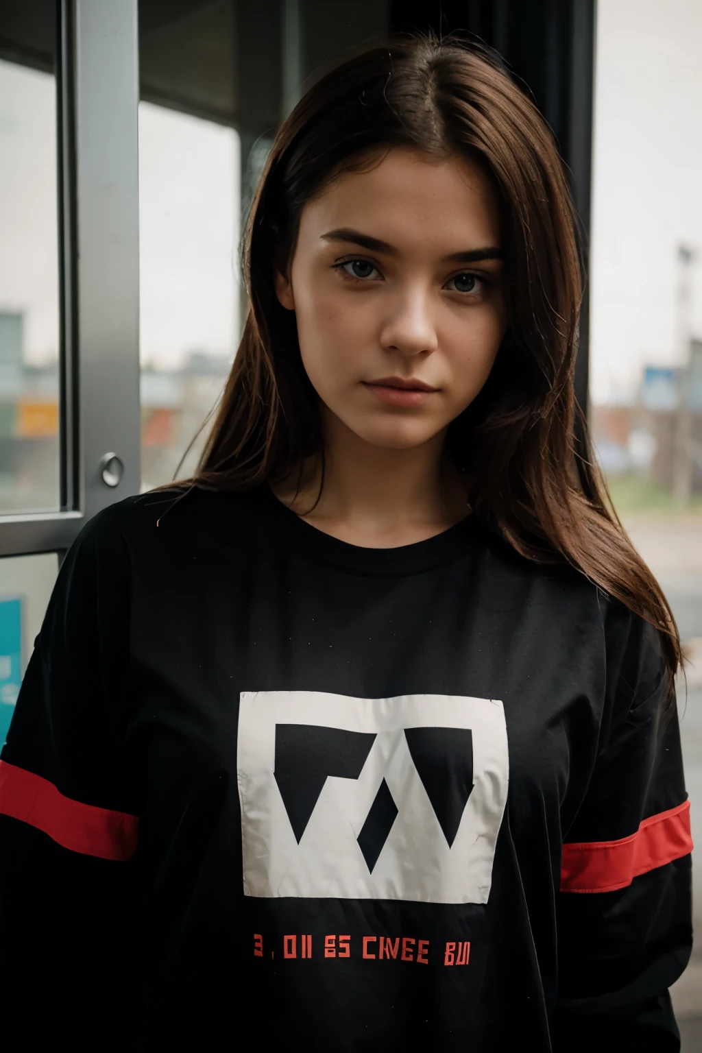 A girl wearing a shirt with a volkov radio logo