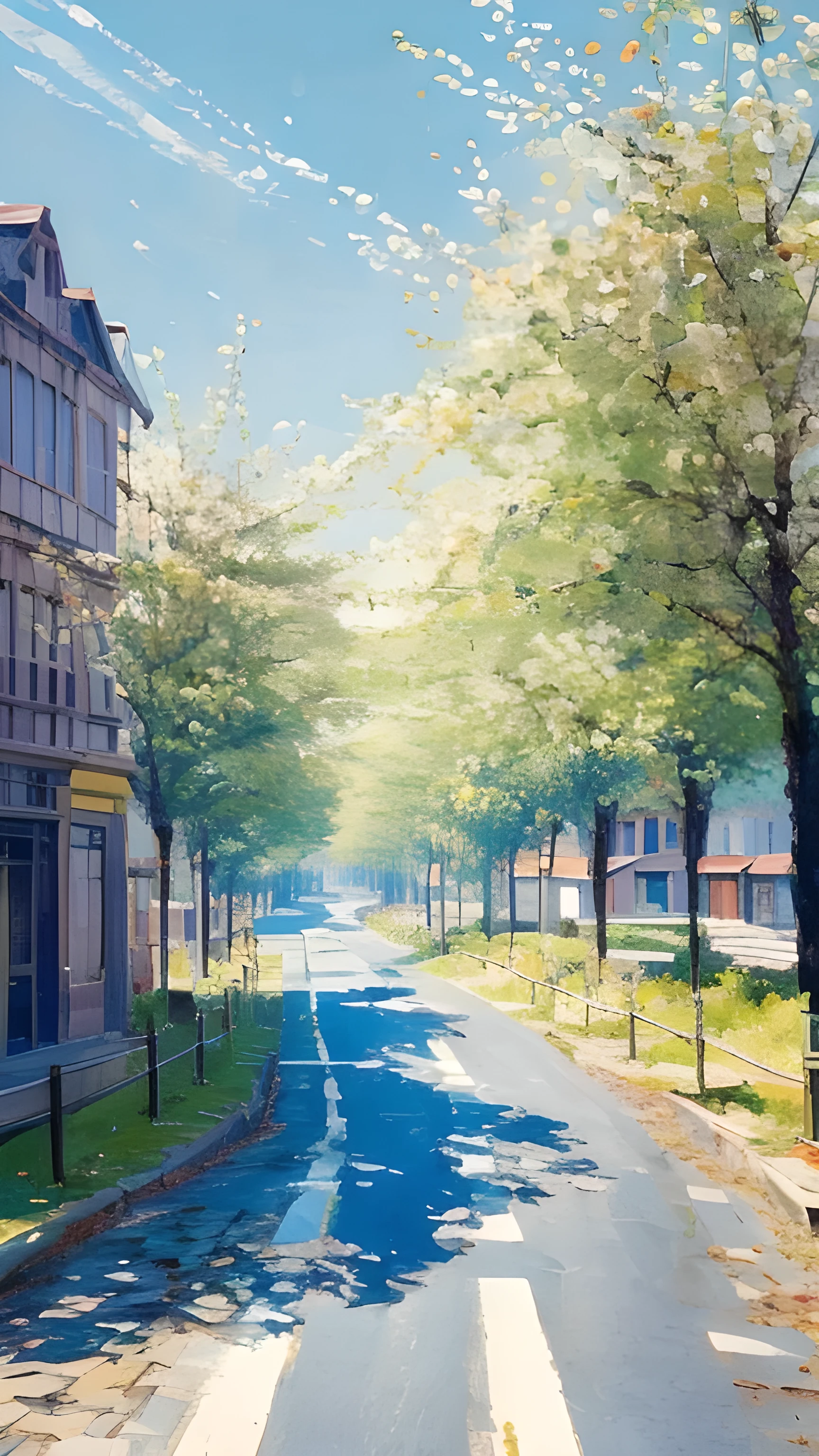 City, European-style architecture, outdoor, sunny, road, Baiyun, Vision, Depth of Field