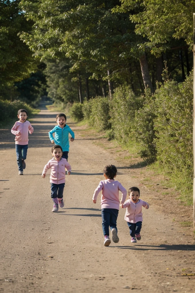 Create a picture of little kids running around and their mothers running after them trying to catch them. The mothers seem to be a bit stressed and irritable 