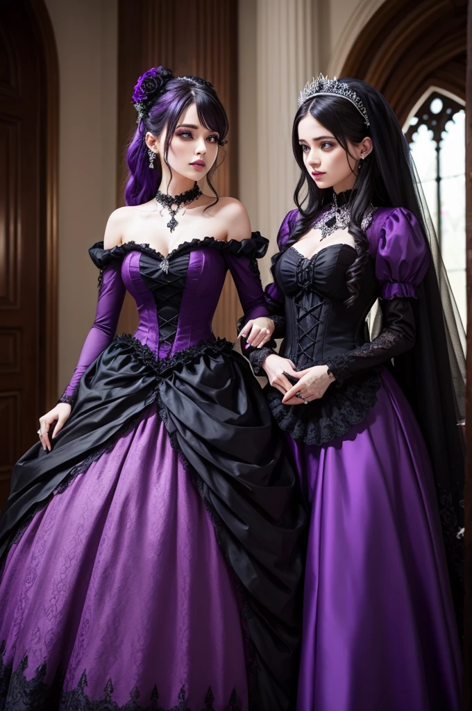 Black and Purple Gothic Wedding Dress