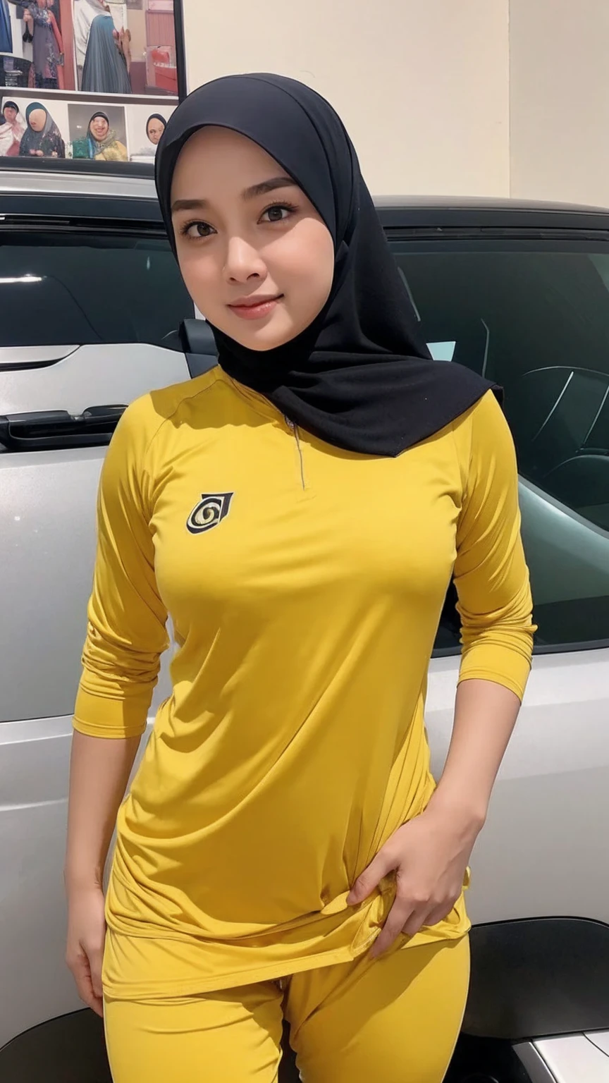 realistic photo, awek Melayu, hijab , naked hard, Hand in own pants, awek Jersey, cute face
