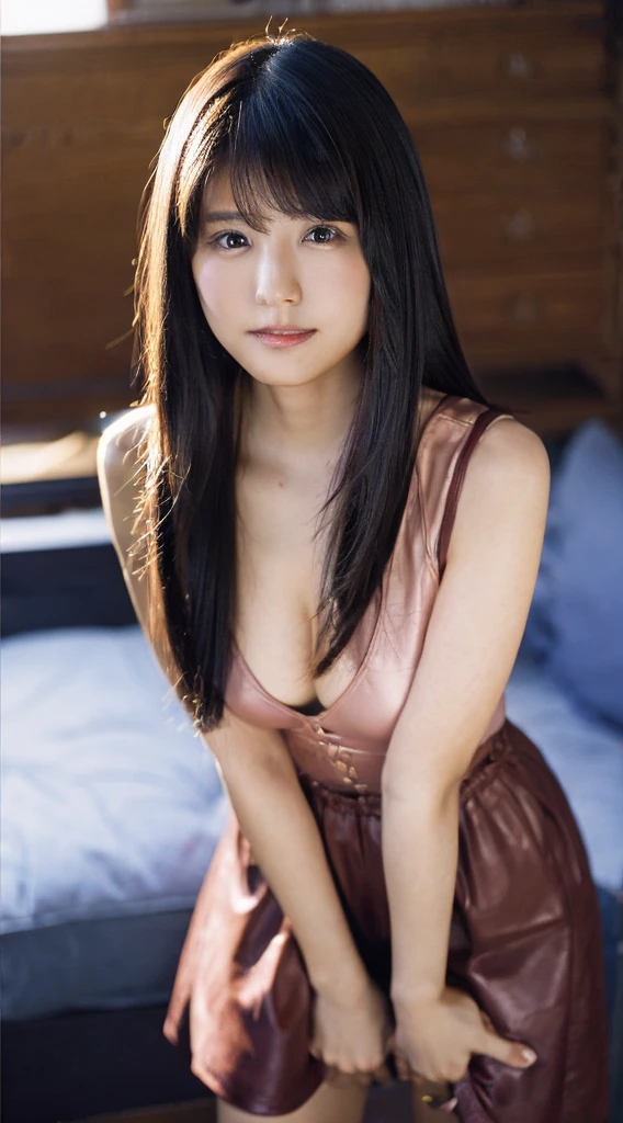 A popular idol-like female announcer with black hair. As a special thank you for helping me, I spread my legs naked and show my chest and crotch.