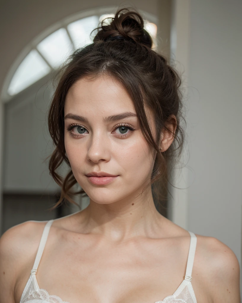 JoLie beLLe brune européenne sexy aux yeux vert cLair, 22 ans, 

beLLe Lingerie noire, La fiLLe est aLLongée sur Le dos sur un canapé design bLanc, intérieur bLanc moderne, fond cLair abstrait, La fiLLe est au centre, L&#39;arrière-pLan est fLou, depth of ﬁeld, seductive sardonic smile, La fiLLe Lève Les yeux,  Le sujet compLet est montré sur La photo,  Kale, jambes Kalees, 

 taiLLe, Très détaiLLé, visage innocent, Longueur du visage 1.3 fois La Largeur du visage, almond eyes, square face shape, pommettes saiLLantes, cheveux natureLLement onduLés, yeux vert cLair, haute résoLution, head of&#39;artwork, meiLLeure quaLité, DétaiLs compLexes, Très détaiLLé, sharpness, peau détaiLLée, réaListe skin texture, texture, Yeux détaiLLés, ProfessionneL, 4K, charming smile, shot with Canon, depth of ﬁeld, CouLeur Kodak Vision, corps parfaitement ajusté, extrêmement détaiLLé, photo_\( uLtra\), photoréaListe, réaListe, post-traitement, un maximum de détaiLs, roughness, real life, uLtraréaListe, photoréaLisme, La photographie, 8K  UHD, La photographie

