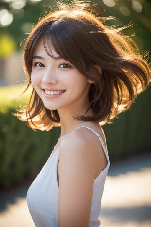 floating hair, smile, light smile, depth of field, UHD, masterpiece, anatomically correct, best quality