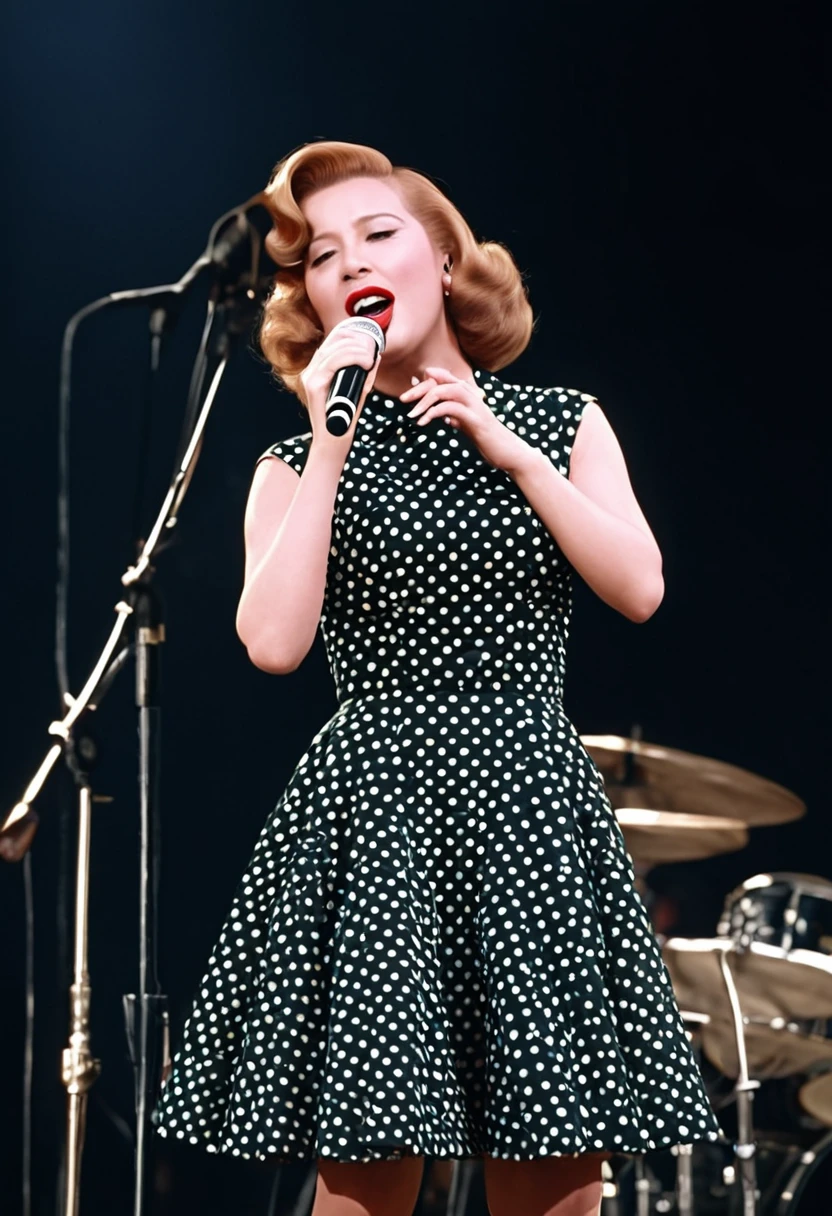Rock singer on stage、Beautiful down to the smallest detail、8K、1950s、America