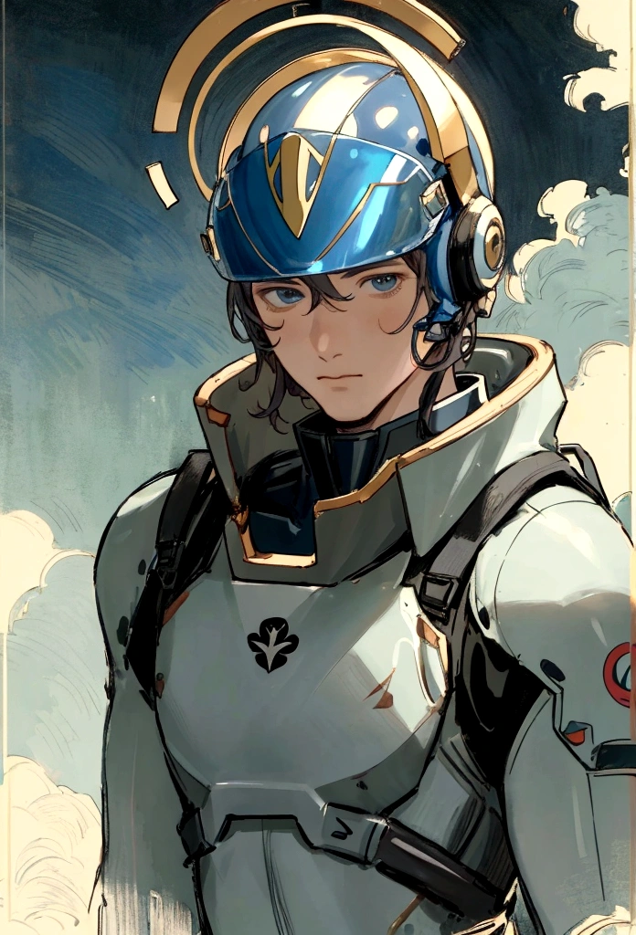 There was one wearing a helmet、man wearing diving suit, Movie Stills, Edgar Maxence and Rose Tran, Close-up of face, Future soldiers, Stills, author:Pierre Lafayette, , no helmet, male with halo, Broken Earth, Guy, Color Proofing