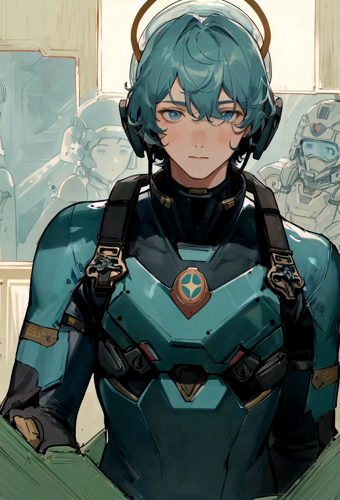 There was one wearing a helmet、man wearing diving suit, Movie Stills, Edgar Maxence and Rose Tran, Close-up of face, Future soldiers, Stills, author:Pierre Lafayette, , no helmet, male with halo, Broken Earth, Guy, Color Proofing