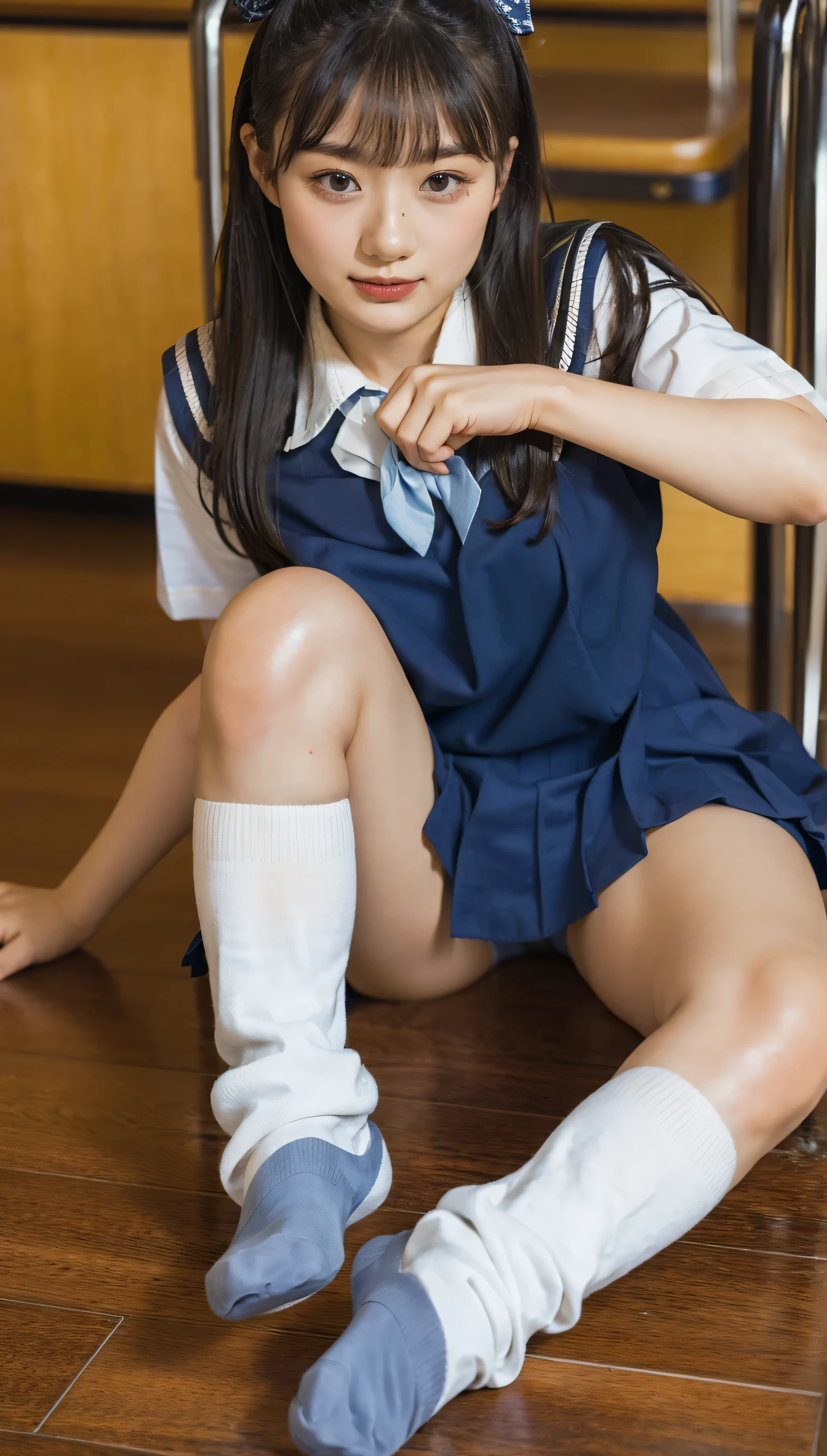 (photorealistic:1.4), best quality, masterpiece, raw 32k photo, (extremely detailed japanese beautiful girl), (extremely detailed eyes:1.2),(baby face), (cute face:1.2), ultra-detailed, ultra high res, amazing, BREAK,sitting,
(school uniform:1.5),detailed school girl, (disneyland:1.3), beautiful detailed girl, bangs, cute face, miniskirt,((baggysocks))