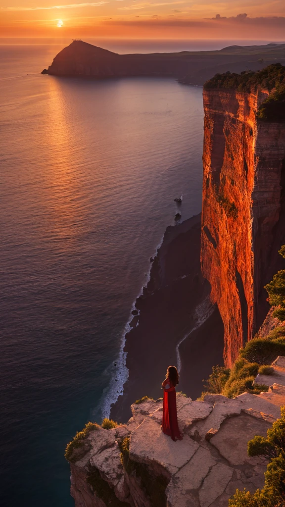 Highest quality,Fantasy,cliff,Sunset