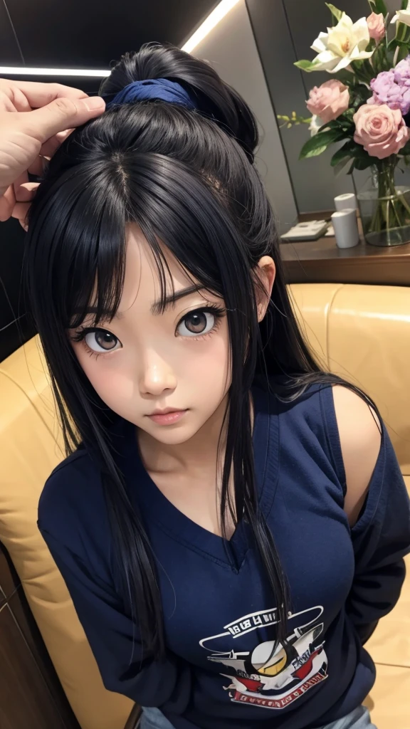 Make eye contact with the camera..., Micro bikini, escote,、Los detalles del iris de la pupila son muy sorprendentes、Extremidades sin roturas.、Adolescente blanca、Boca naturalmente cerrada、Areola natural、natural 、ojos fijos、cuerpo natural、Slightly baby face、rostro femenino、cuerpo femenino、con cara redonda、a small face、cheeks softened on camera、cuerpo completosbian、Desapego、Rostro equilibrado、Estrabismo ligeramente interno、top-less, golpes ((ojos grandes)) pechos reveladores. ropa de dormir elegante transparente, rapid eye movement, cabello corto, Re:cero, pelaje azul, dyed blue hair, mucama, servidumbre, Mansion, Asombroso, anime de verdad, diadema en la cabeza, adolescente, beautiful NSFW NSFW japanese anime , lindo