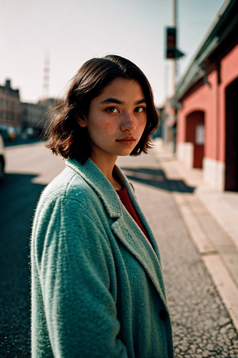 portrait, Shot with Leica, A game of shadows, great lighting, delicate pastel shades, on open air