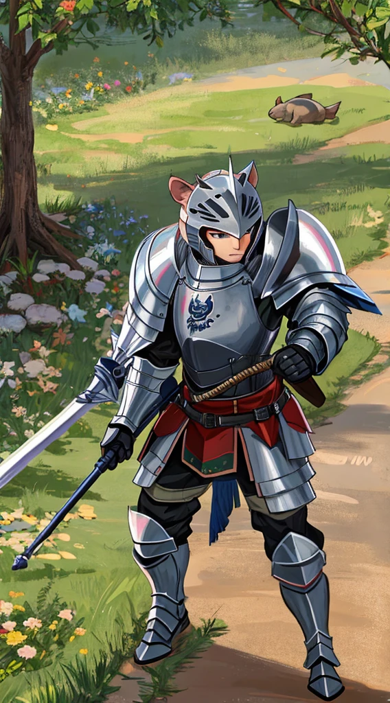 combat wombat cute wombat animal character in a knight armor
