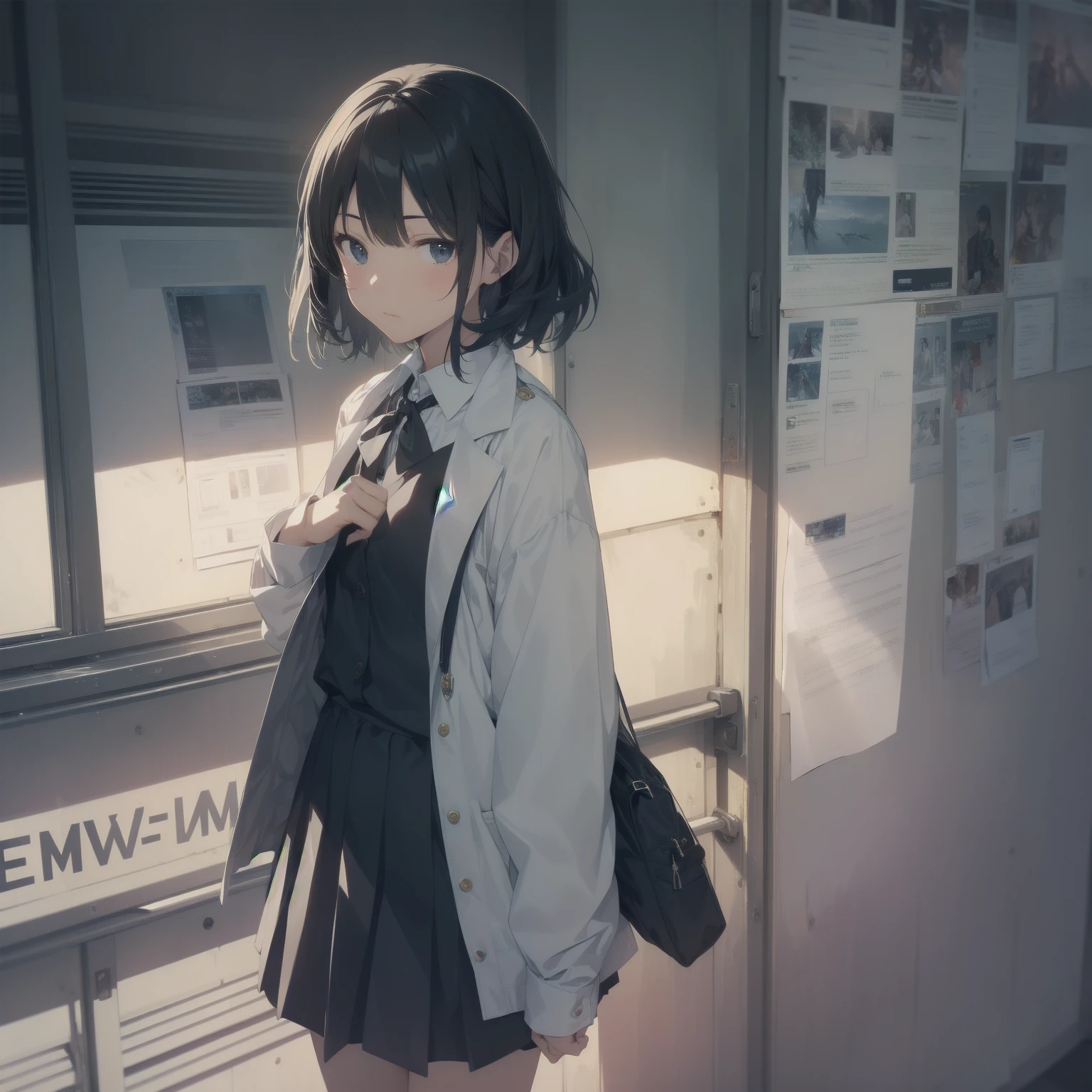 ultra-absurdres-Top quality by artist God, ultra-detailed, high resolution, anime moe artstyle, best anime 8k konachan wallpaper, pixiv contest winner, pool:2810, perfect anatomy,break, 1girl, (Please draw a girl walking sleepily to school alone. )break,(Solo,little female, 13-year-old:1.3),Full limbs, complete fingers,a junior high school student, (very short hair), short cut, flat chest, , small butt, small black eyes, beautiful detailed eyes, well-proportioned iris and pupils, expressive eyes, highres detailed hair, soft expression, salor school_uniform, sailor collar, serahuku, bow, pleated skirt,(Detailed Lighting), (Detailed background), in the School commute route. break,super detailed skin, Best cinematic lighting powered by famous artist, 8k,beauty illustration,photoshop_(medium),very aesthetic,break,((artist:takafumi )), artist:clamp ,artist:carnelian ,artist:kantoku ,
