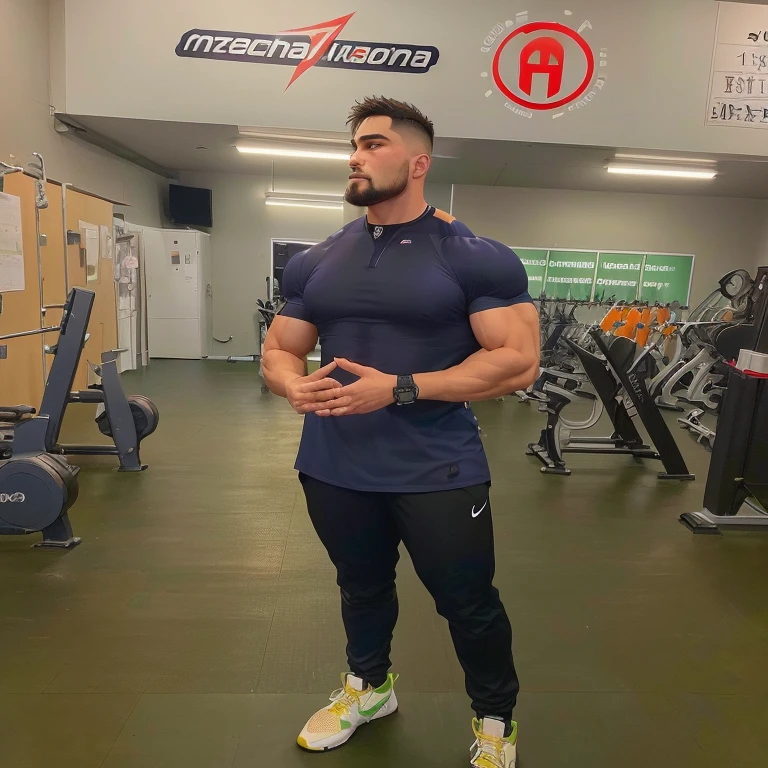 improve image, make more muscular, half shirtless and with the physiological anatomy of the body