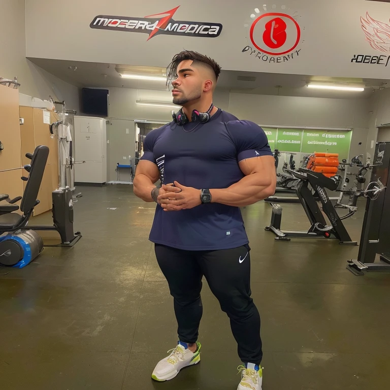 improve image, make more muscular, half shirtless and with the physiological anatomy of the body