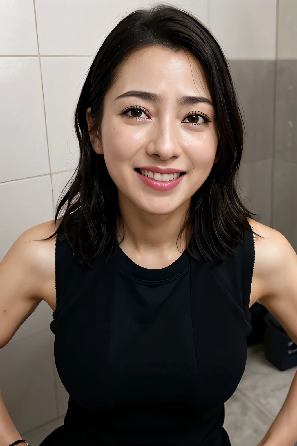 du, Highest quality, (Highly detailed CG Unity 8k wallpaper), (Highest quality),Edge Orgasm、face focus、Woman with open mouth and closed eyes、Edgy Woman_face、30 years old、Black Hair、Very small toilet、((Sweat) ),((Sweat and glowing skin))((Sweat makes your collarbone shine,A face that shines with sweat)),（(Sweaty skin))((Sweaty skin)),