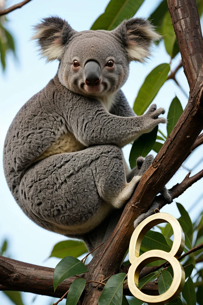 A koala in love with the letter O